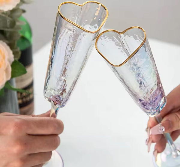 Heart Shape Flute Glasses- Pack of two.