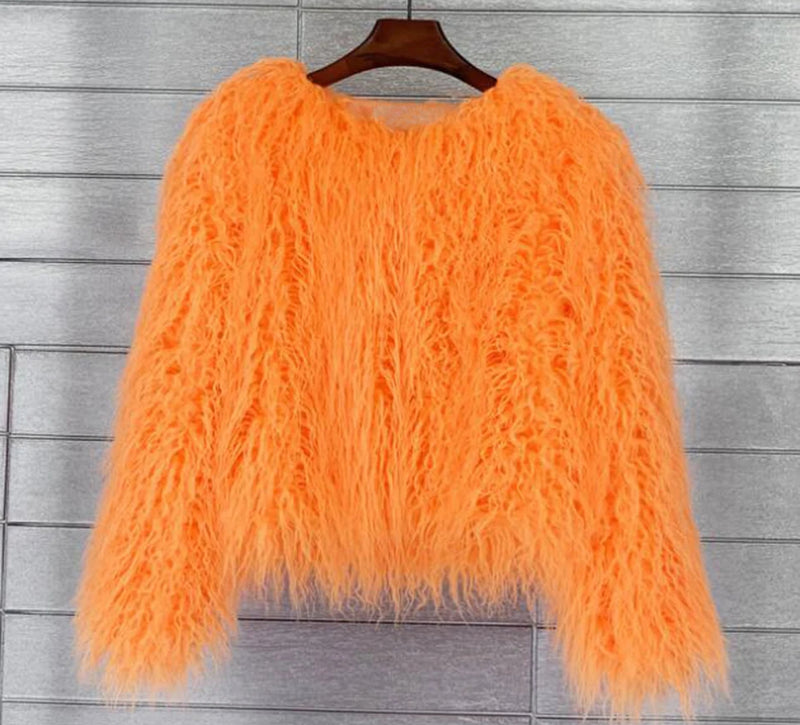 Orange Faux Fur Jacket