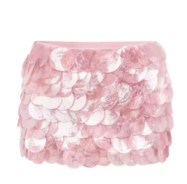 Pink Shell Style Mini Skirt