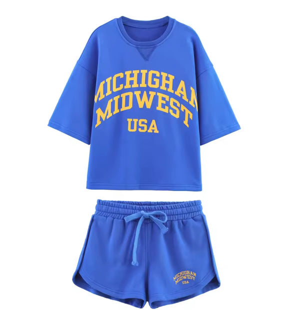 Blue Top and Shorts Jersey Co Ord