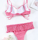 Pink / Red Check Bikini