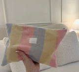 Pastel striped make up bags