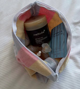 Pastel striped make up bags