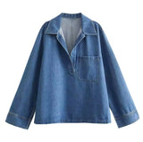 Denim Oversized Shirt In Black Or Blue