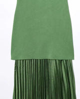 Green Knitted Pleated Dress
