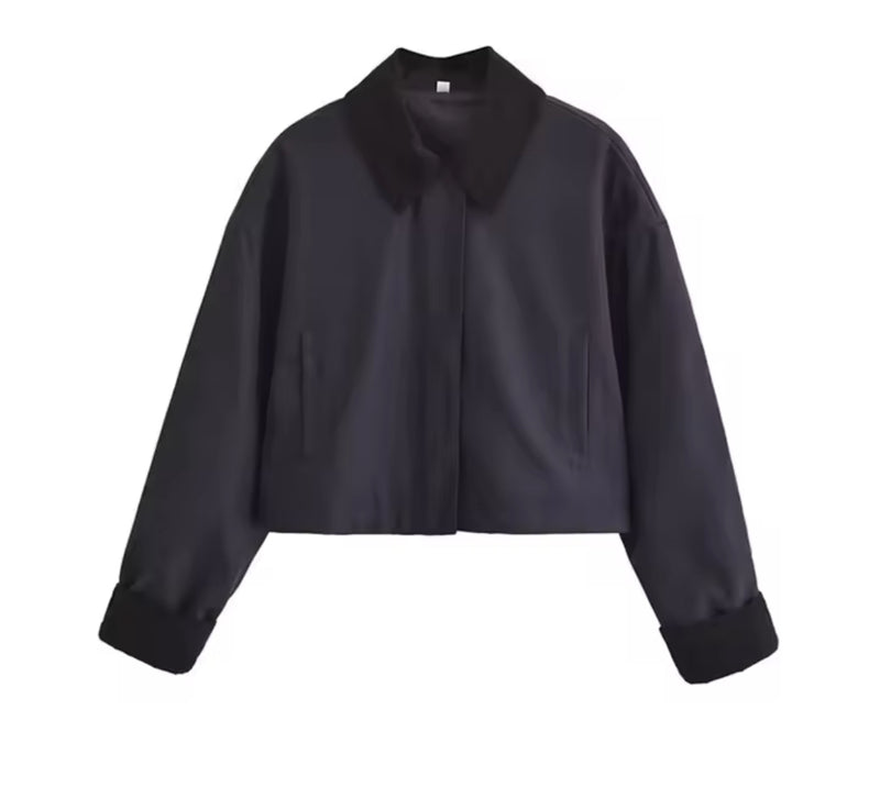 Crop Black Corduroy Jacket