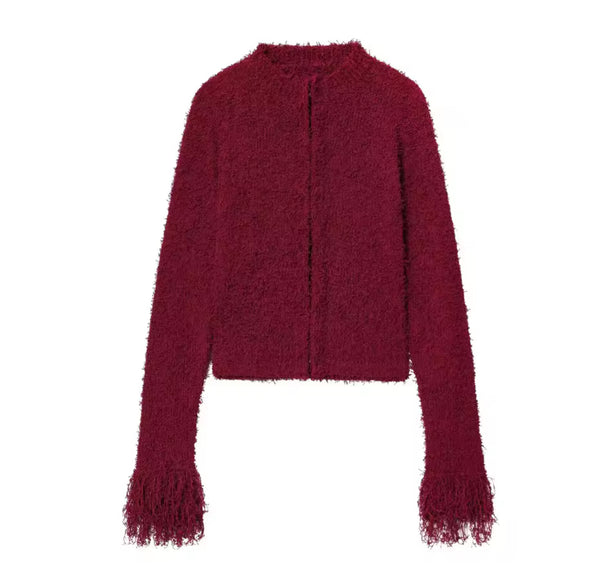 Red Fringe Cardigan