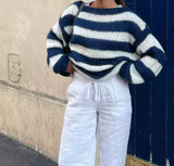 Navy and white Stripe Sweater