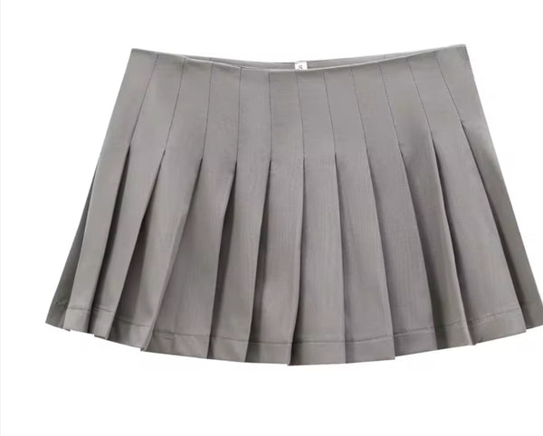 Grey Jacket and Skirt Pleated Co Ord Set