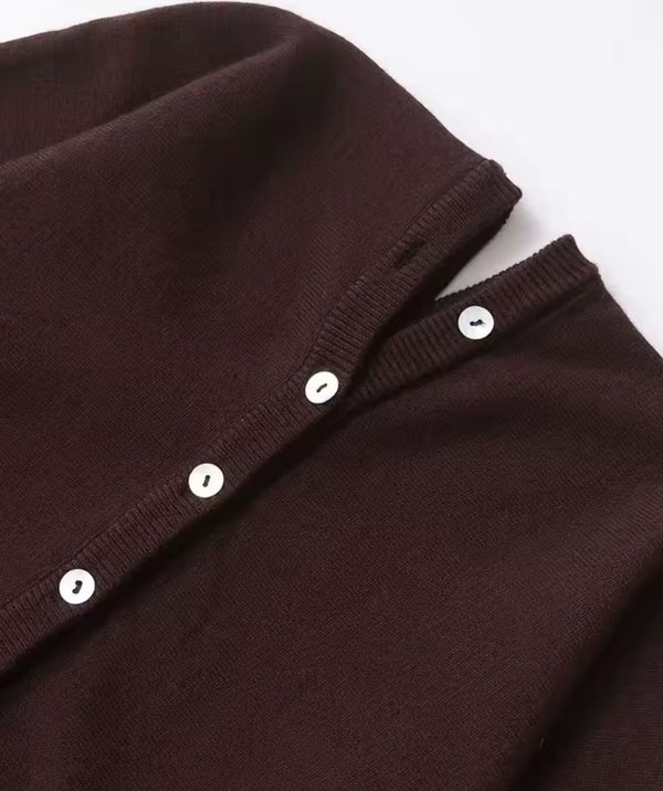 Brown High Button Soft Jumper
