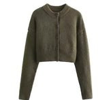 Khaki Green Supersoft Crop Cardigan