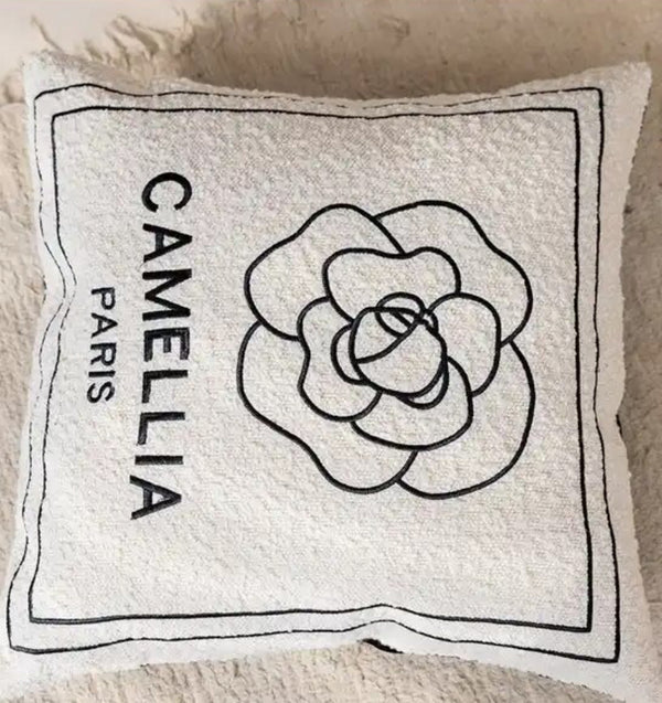Decorative Camellia Paris Cushion Cover with elegant floral design, perfect for adding a touch of sophistication to any room