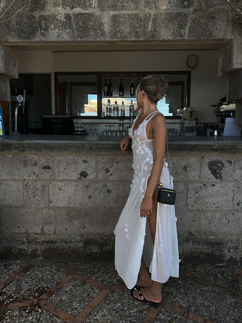White Rose Sheer Floral Maxi Dress White Rose Sheer Floral Maxi Dress