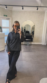 Denim Black Shirt and Trouser Co Ord