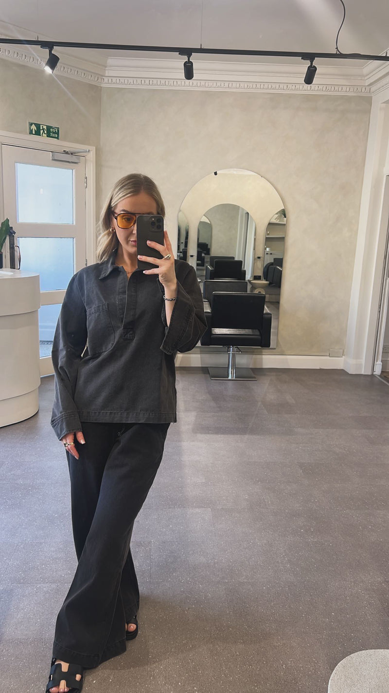Denim Black Shirt and Trouser Co Ord