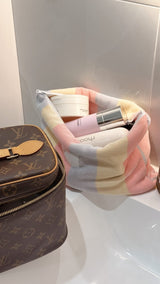 Pastel striped make up bags