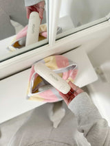 Pastel striped make up bags