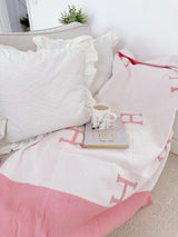 Baby Pink H Cashmere Throw