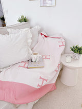 Baby Pink H Cashmere Throw