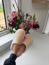 Pastel striped soft slippers