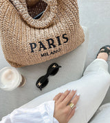 Beach Straw Bag Paris Milano Beige