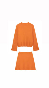 Orange Knitted Skirt and Jumper Co Ord