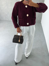 Burgundy Knitted Cardigan