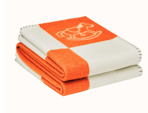 Wool horse design blanket nursery kids room throw