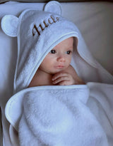 Baby and kids soft embroidered personalised hooded towel 