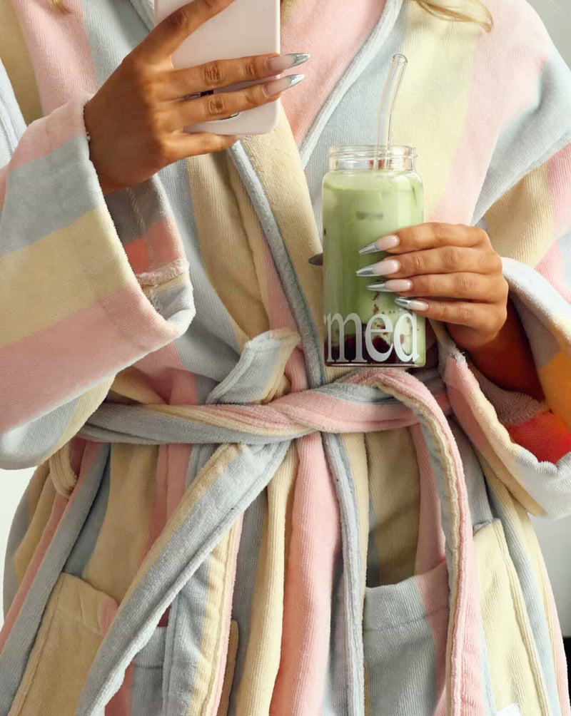 The Pastel Striped Women's 100% Cotton Dressing Gown Flump Robe – The Gifted Sisters