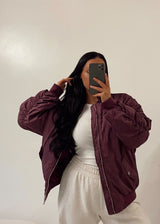 Purple / burgundy Bomber with pockets