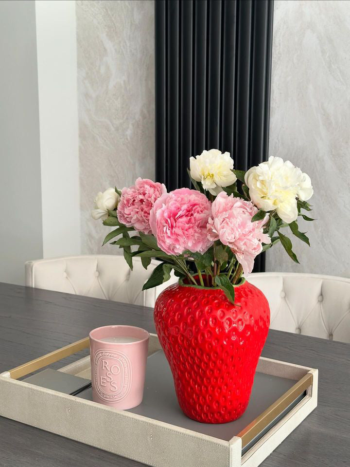 Large Red Strawberry Vase