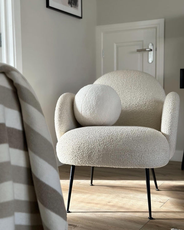 Large Boucle round soft Teddy ball cushion