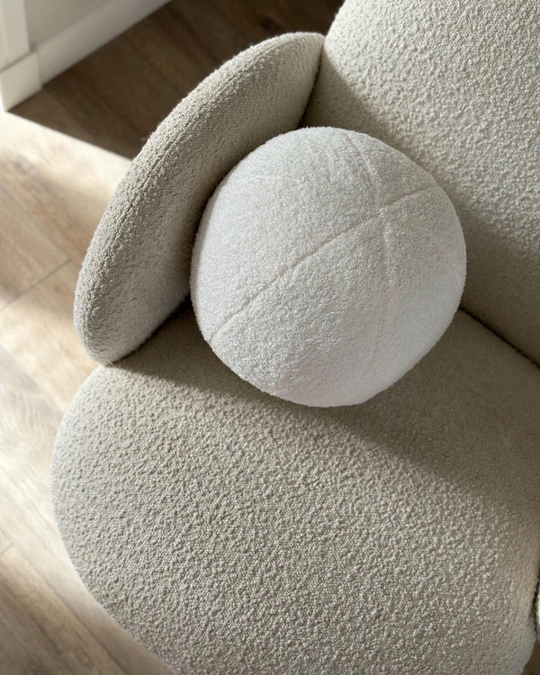 Large Boucle round soft Teddy ball cushion