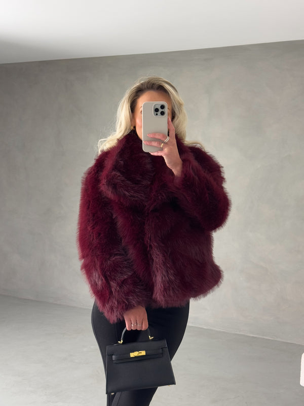 Burgundy Faux Fur Jacket