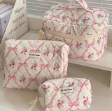 Set of 3 pink bow make up bags (small, medium and large)