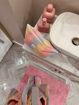 Pastel striped make up bags