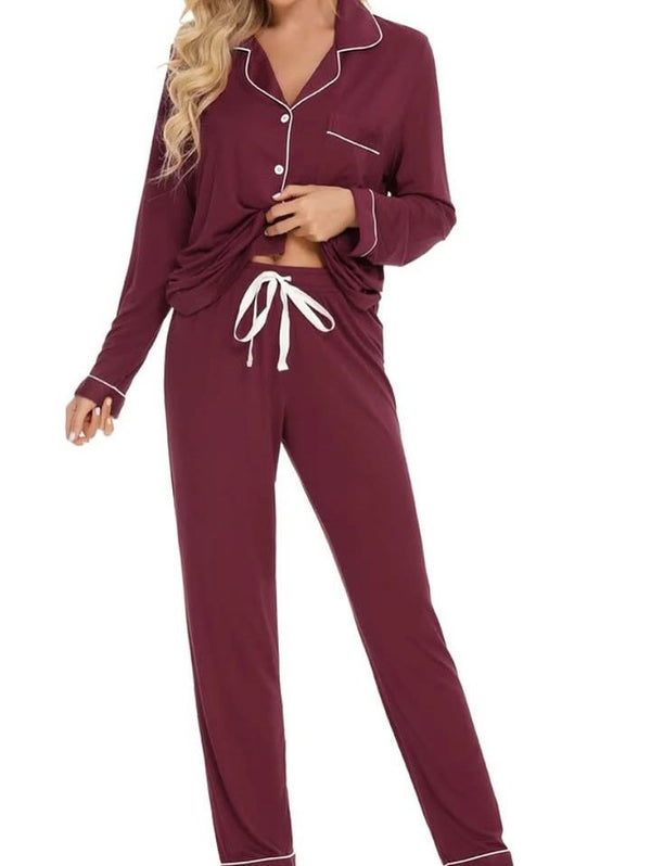 Personalised burgundy Luxury Supersoft Pyjamas