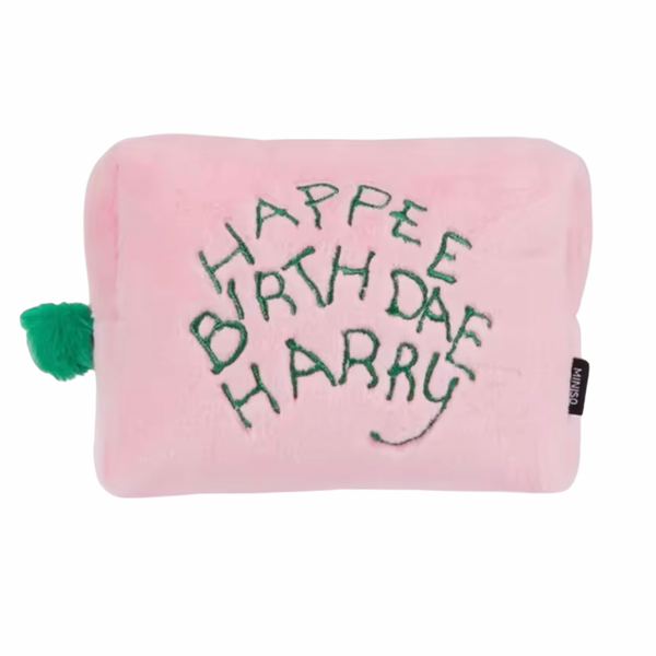 Happee Birthdae Harry pink and green soft wizard make up wash bag