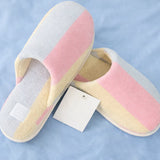 Full pastel stripe bundle set robe, slippers and make up bag