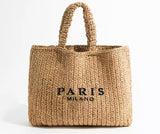 Beach Straw Bag Paris Milano Beige