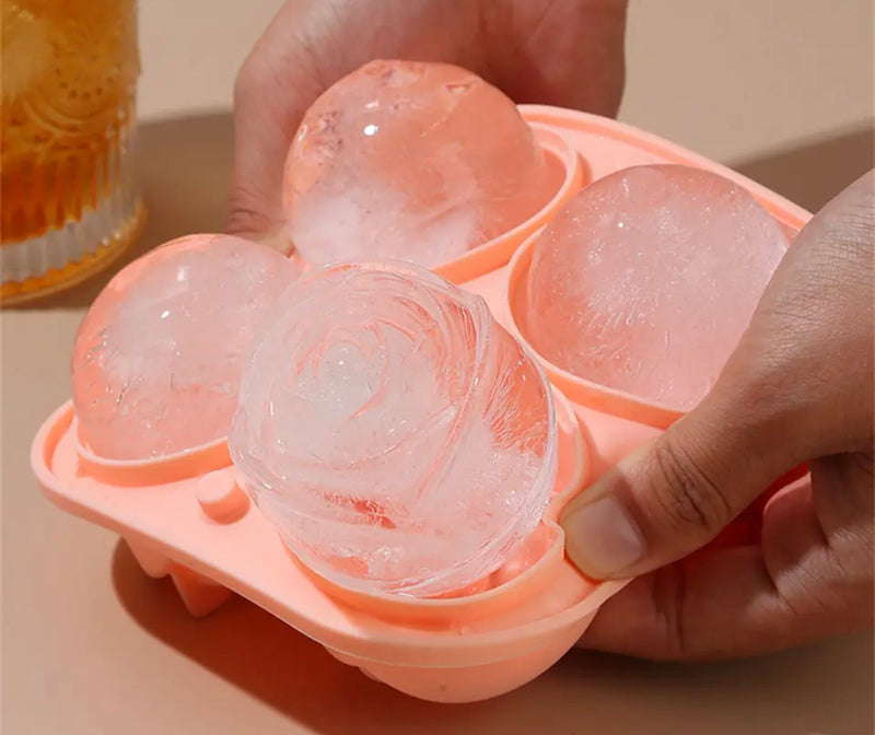 Peach Pink Silicone Ice Cube Tray