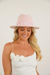 Baby Pink Personalised Bridal Fedora Hat