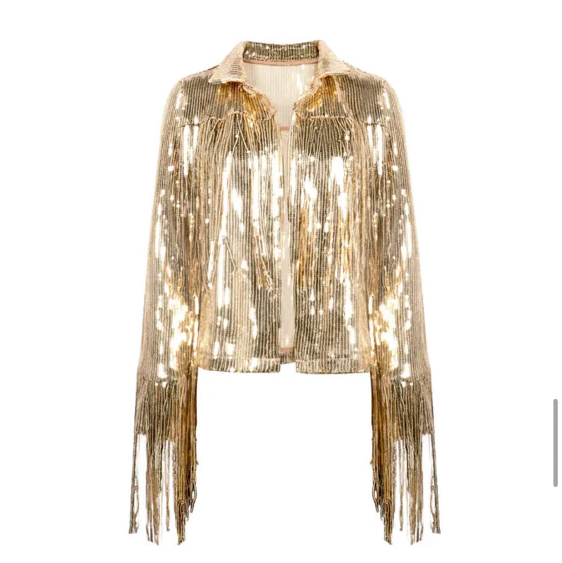 Black and gold sequin jacket best sale