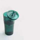 Green Glass Cup With Straw and Lid 
