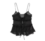 Baby Black Ruffle Strappy Top