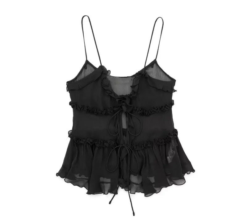 Black top with ruffles online