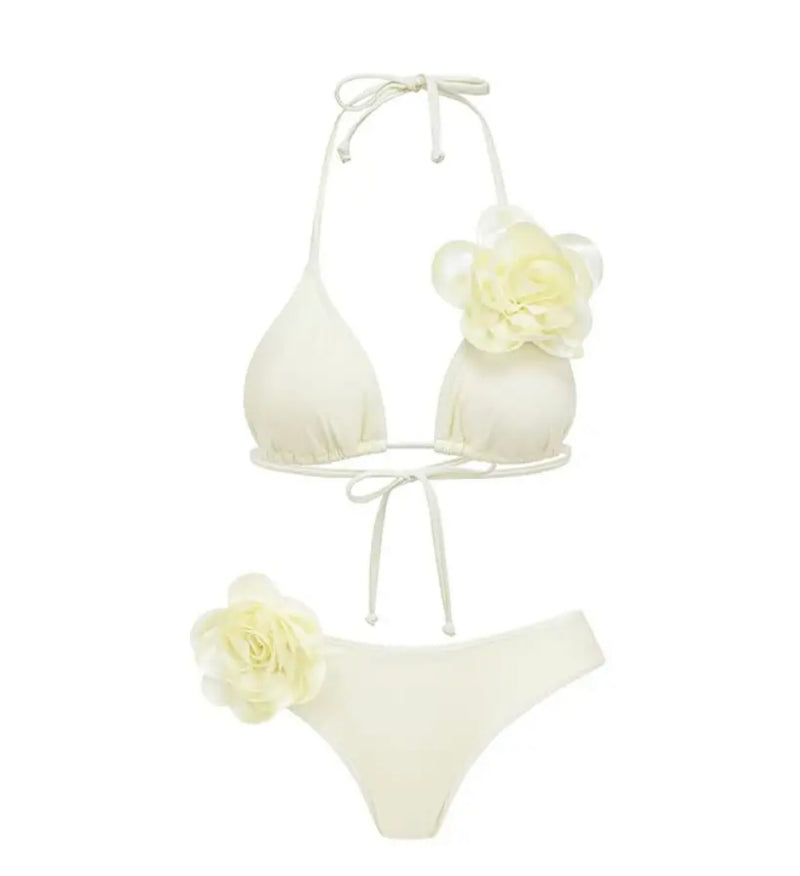 White Triangle Rose Bikini