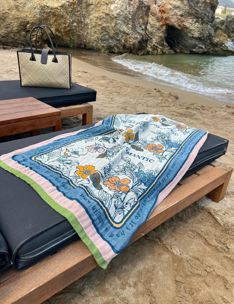 Nordic Style Floral Towel - A Hermes scarf beach accessory, perfect for beach outings