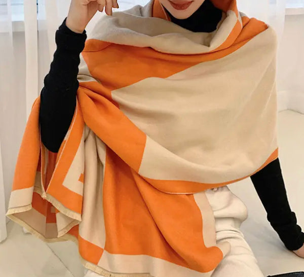 Orange H Scarf Wrap: Luxurious Cashmere Scarf Wrap for Women
